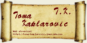 Toma Kaplarović vizit kartica